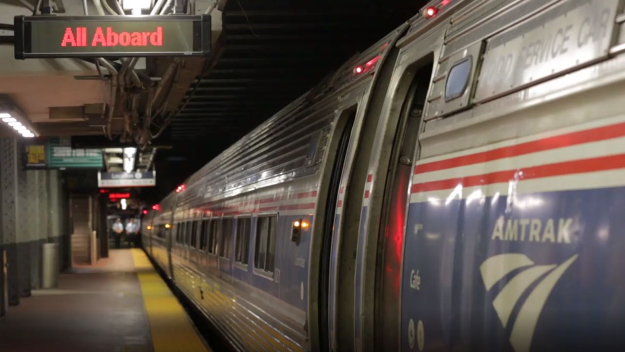 Amtrak train at Penn Station in New York